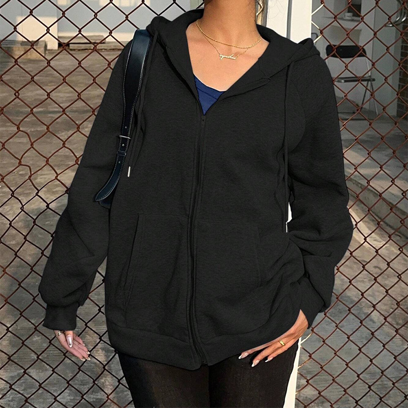 Gobtuvu fliso džemperis – laisvas kirpimas, ilgos rankovės, užtrauktukas, poliesteris, kasdienio stiliaus kardiganas