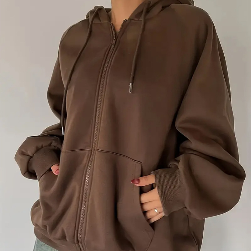 Gobtuvu fliso džemperis – laisvas kirpimas, ilgos rankovės, užtrauktukas, poliesteris, kasdienio stiliaus kardiganas