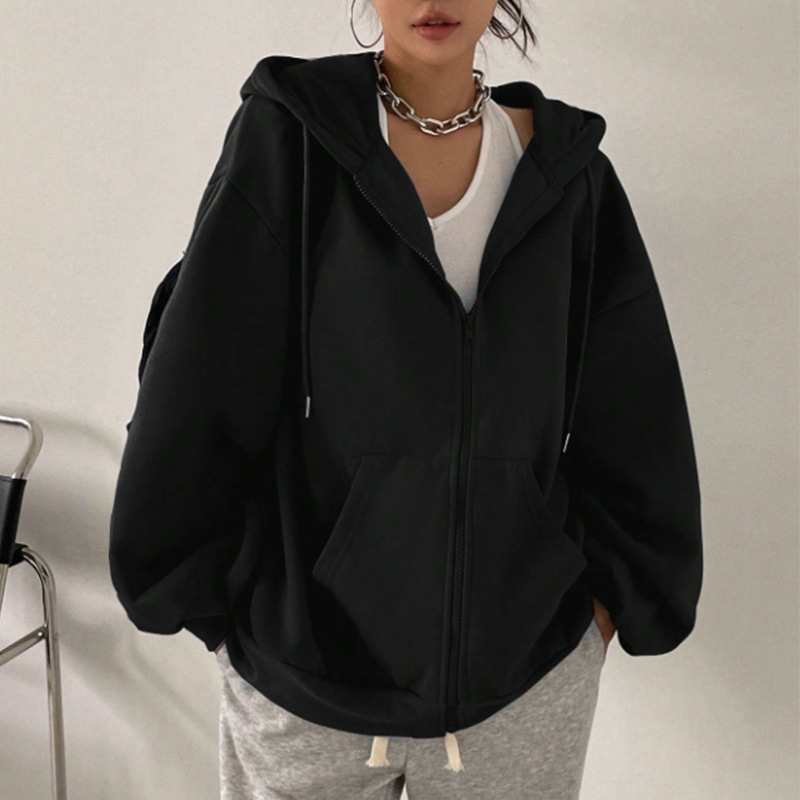 Gobtuvu fliso džemperis – laisvas kirpimas, ilgos rankovės, užtrauktukas, poliesteris, kasdienio stiliaus kardiganas