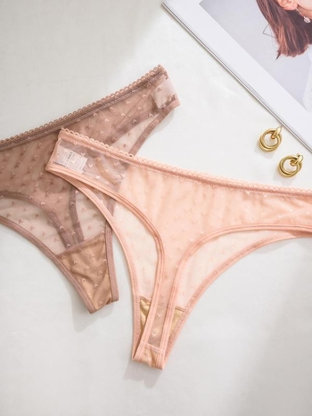 Σετ γυναικείων στρινγκ από διχτυωτό ύφασμα με μοτίβο καρδιάς, ίνες modal, υψηλή μέση, επένδυση καβάλου γραφένιο