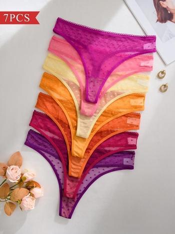 Σετ γυναικείων στρινγκ από διχτυωτό ύφασμα με μοτίβο καρδιάς, ίνες modal, υψηλή μέση, επένδυση καβάλου γραφένιο