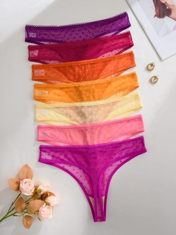 Σετ γυναικείων στρινγκ από διχτυωτό ύφασμα με μοτίβο καρδιάς, ίνες modal, υψηλή μέση, επένδυση καβάλου γραφένιο