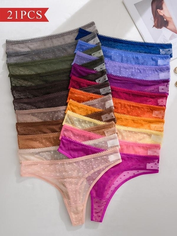 Σετ γυναικείων στρινγκ από διχτυωτό ύφασμα με μοτίβο καρδιάς, ίνες modal, υψηλή μέση, επένδυση καβάλου γραφένιο