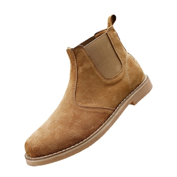 Άνδρες Chelsea μποτάκια με επένδυση φλίς, γνήσιο δέρμα επάνω, σόλα καουτσούκ, Goodyear Welt