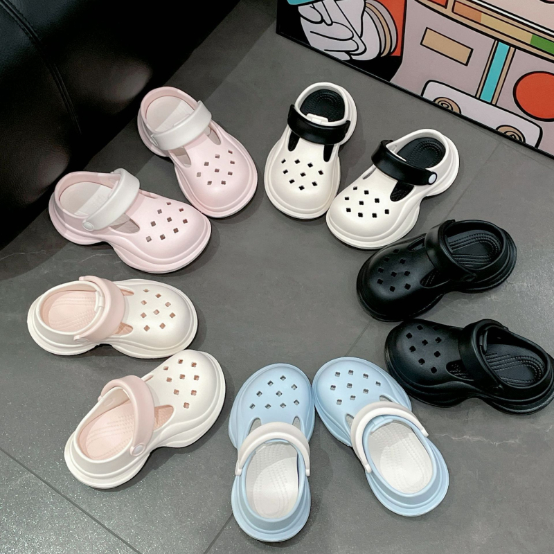 Sieviešu perforētās sandales — 6 cm bieza zole, EVA augšdaļa un zole, ātri žūst, elpojošas un ūdensnecaurlaidīgas, wrap-toe dizains