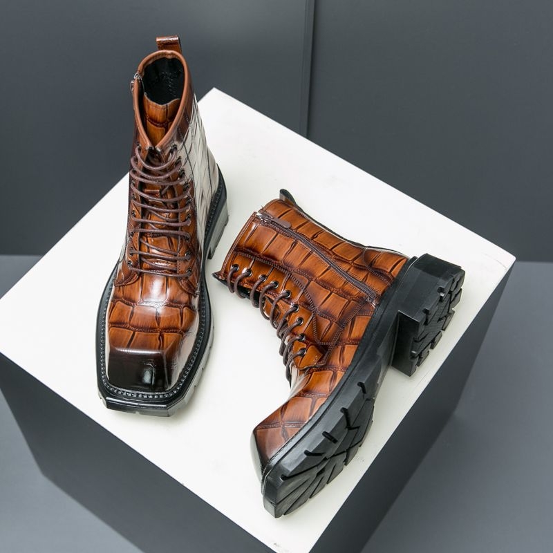 Férfi Martin csizmák, középmagas szár, mikroszálas felsőrész, gumírozott talp, latex talpbetét, légáteresztő és meleg, koreai stílusú vastag talppal