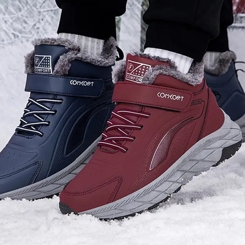 Γυναικείες χιονικές μπότες με PU επάνω μέρος, σόλα από καουουκ, επένδυση από τεχνητό γούνινο ύφασμα, κλείσιμο Velcro, μεσαίου ύψους μποτάκι