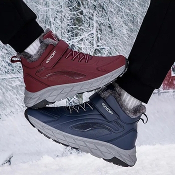 Γυναικείες χιονικές μπότες με PU επάνω μέρος, σόλα από καουουκ, επένδυση από τεχνητό γούνινο ύφασμα, κλείσιμο Velcro, μεσαίου ύψους μποτάκι