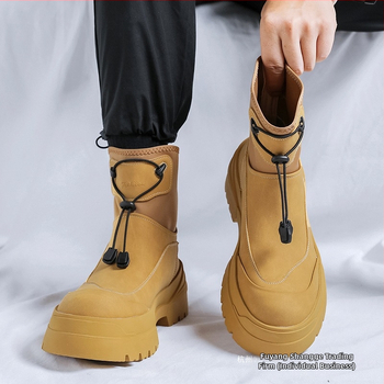 Férfi Martin csizma, téli fleece-belelt, magas felső rész, mikrofibőr felsőrész, gumírozott talp, fűző nélküli