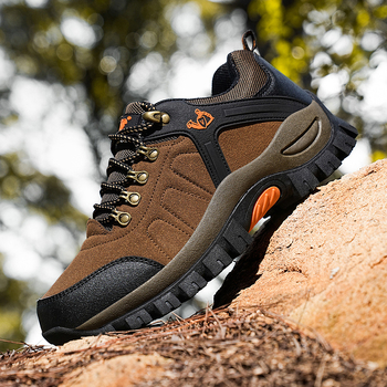 Унисекс планински обувки, горна част от велур, мрежеста подплата, антиплъзгаща гумена подметка, нисък горен дизайн, гумена средна подметка