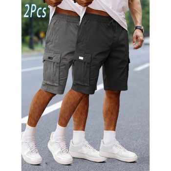 Ανδρικά cargo shorts, κορεατικού στυλ, ίσια γραμμή, μεσαία ελαστικότητα