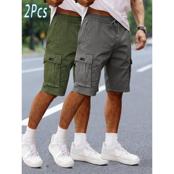 Ανδρικά cargo shorts, κορεατικού στυλ, ίσια γραμμή, μεσαία ελαστικότητα