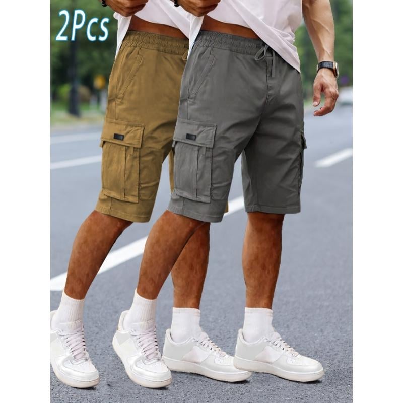 Ανδρικά cargo shorts, κορεατικού στυλ, ίσια γραμμή, μεσαία ελαστικότητα