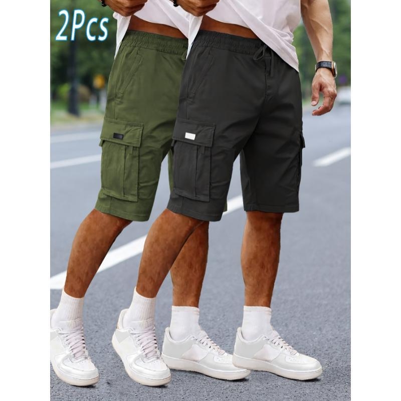 Ανδρικά cargo shorts, κορεατικού στυλ, ίσια γραμμή, μεσαία ελαστικότητα