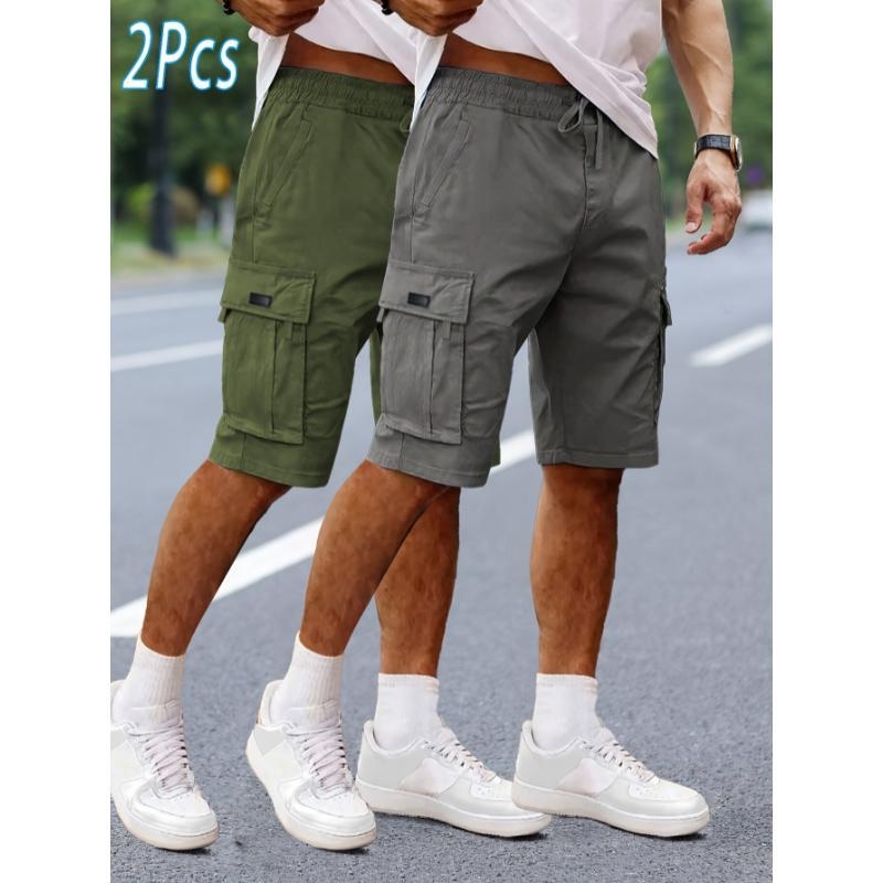 Ανδρικά cargo shorts, κορεατικού στυλ, ίσια γραμμή, μεσαία ελαστικότητα