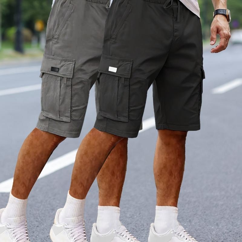 Ανδρικά cargo shorts, κορεατικού στυλ, ίσια γραμμή, μεσαία ελαστικότητα