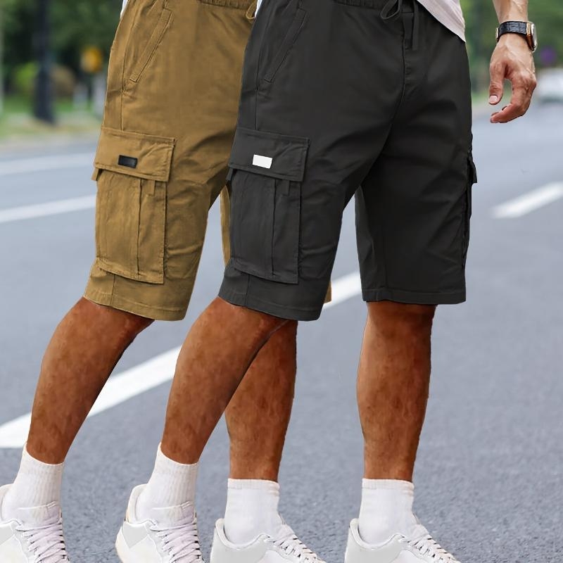 Ανδρικά cargo shorts, κορεατικού στυλ, ίσια γραμμή, μεσαία ελαστικότητα