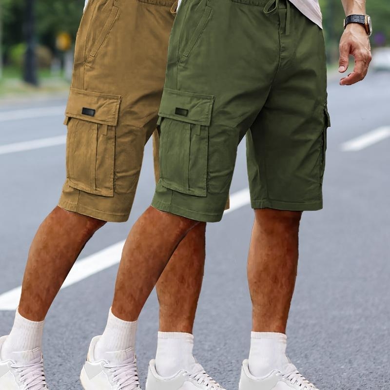 Ανδρικά cargo shorts, κορεατικού στυλ, ίσια γραμμή, μεσαία ελαστικότητα
