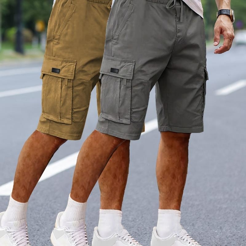 Ανδρικά cargo shorts, κορεατικού στυλ, ίσια γραμμή, μεσαία ελαστικότητα