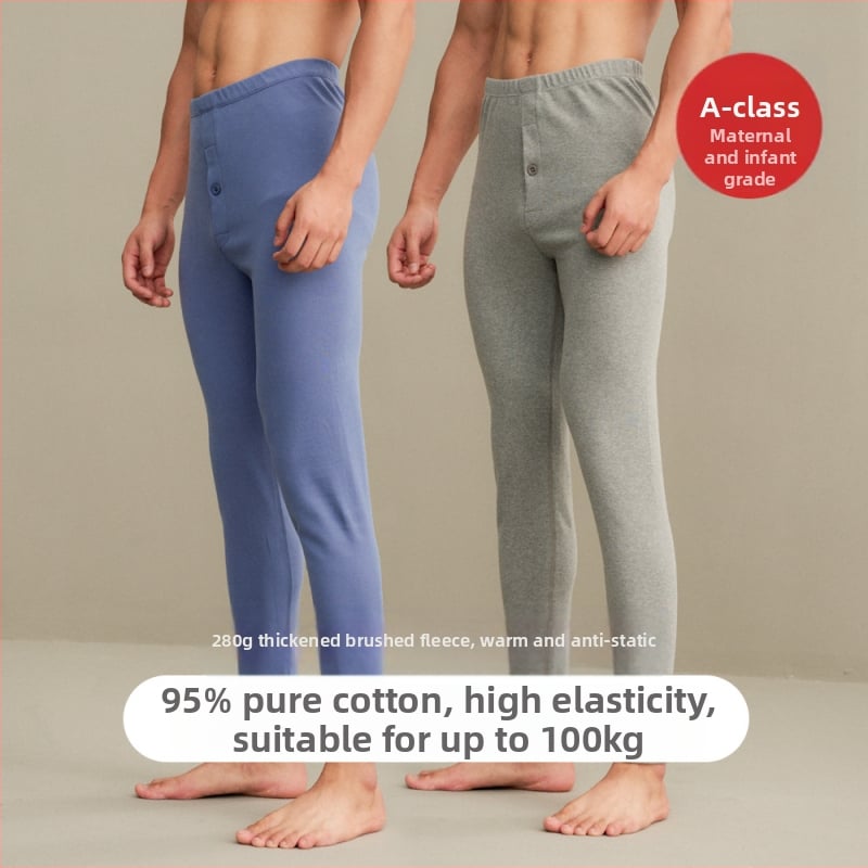 Vīriešu kokvilnas termālās bikses, bieza 251–300 g/m², antibakteriālas, anti-pilling, šaurs piegriezums, garas