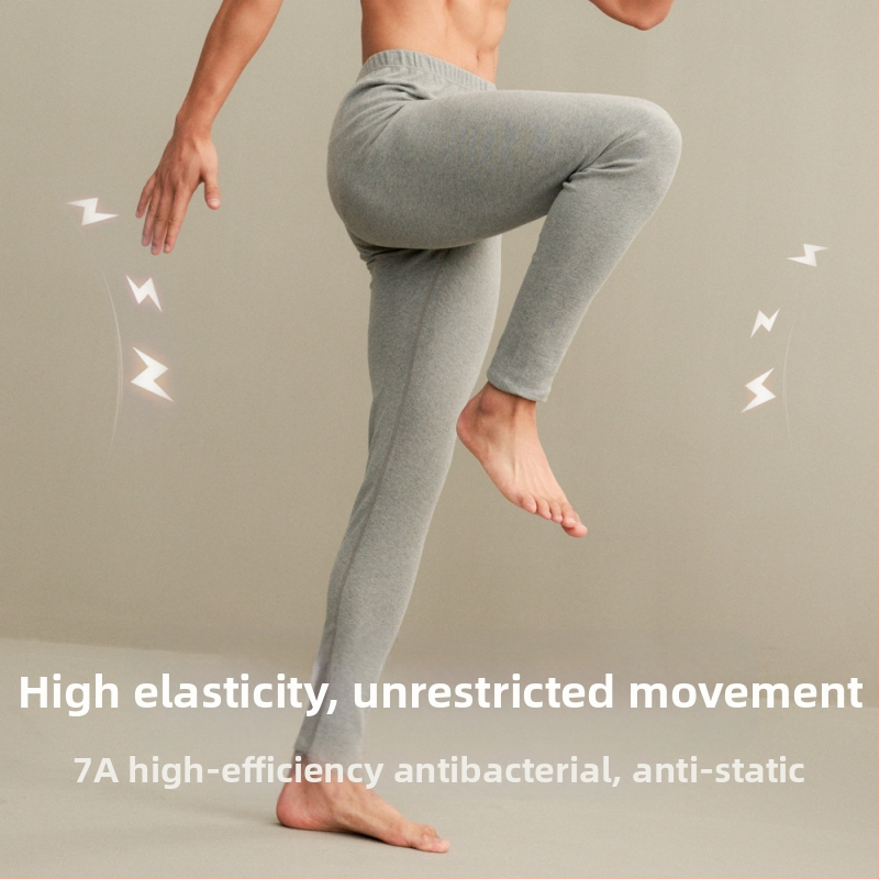 Мъжки памучни термални долнища, плътни 251–300 г/m², антибактериални, антипилинг, слим фит, дълги