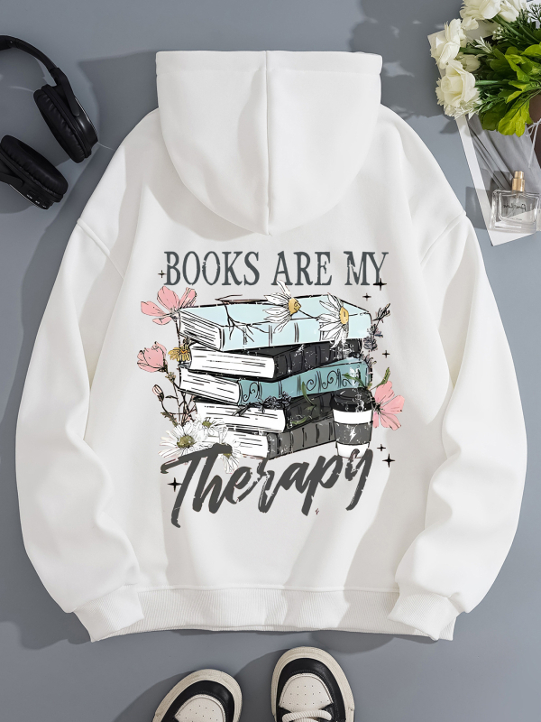 Moteriški džemperiai su gobtuvu iš fleece - gėlių raštas, storesnis poliesteris, vidutinio ilgio, laisvas kirpimas