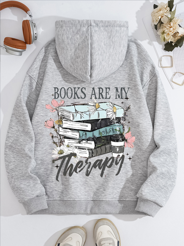 Moteriški džemperiai su gobtuvu iš fleece - gėlių raštas, storesnis poliesteris, vidutinio ilgio, laisvas kirpimas