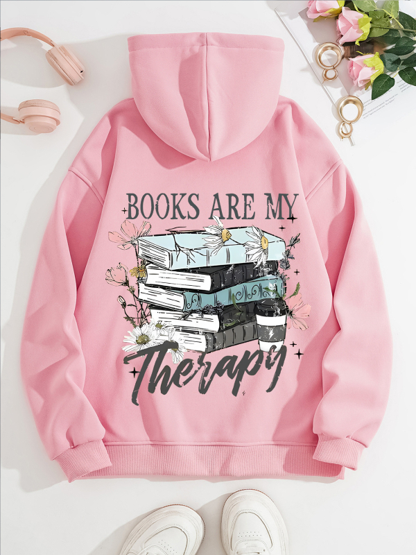 Moteriški džemperiai su gobtuvu iš fleece - gėlių raštas, storesnis poliesteris, vidutinio ilgio, laisvas kirpimas