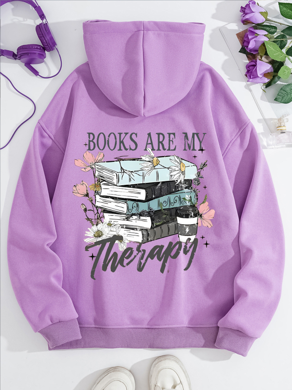 Moteriški džemperiai su gobtuvu iš fleece - gėlių raštas, storesnis poliesteris, vidutinio ilgio, laisvas kirpimas