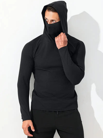 Férfi kapucnis, hosszú ujjú futófelső - lélegző, gyorsan száradó, kompresszió, Milk Silk poliészter 90%