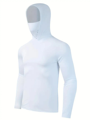 Ανδρικό Top με κουκούλα και μακρύ μανίκι για τρέξιμο - αναπνεύσιμο, γρήγορο στέγνωμα, συμπίεση, Milk Silk πολυεστέρας 90%