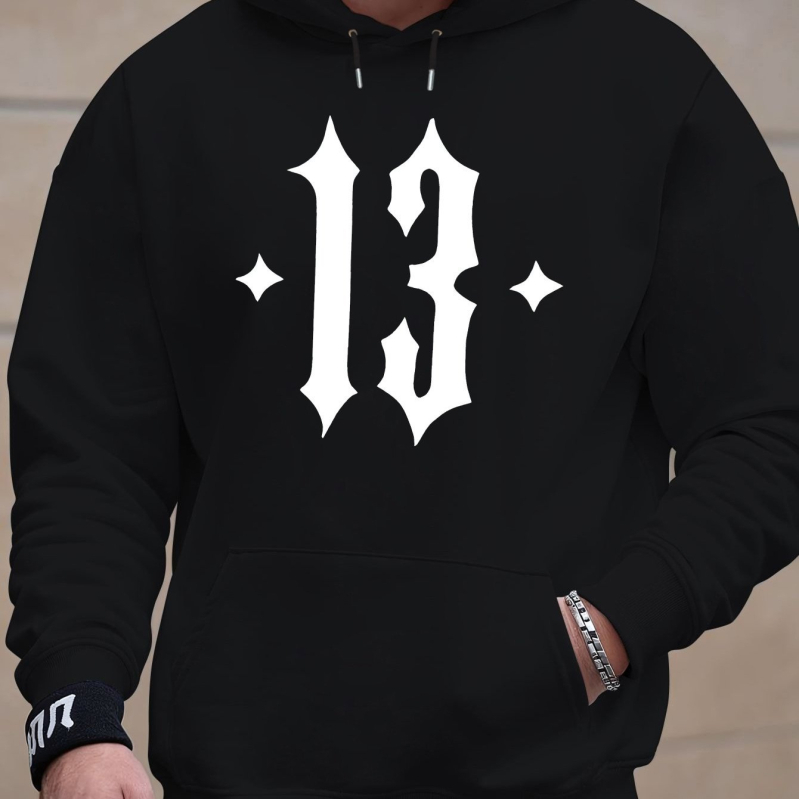 Puloveris su skaičiaus 13 atvaizdu - ilgos rankovės, apvali kaklo iškirptė, poliesteris