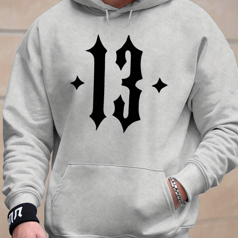 Puloveris su skaičiaus 13 atvaizdu - ilgos rankovės, apvali kaklo iškirptė, poliesteris