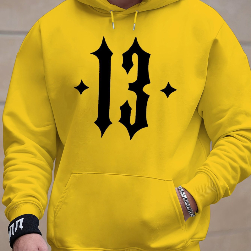 Puloveris su skaičiaus 13 atvaizdu - ilgos rankovės, apvali kaklo iškirptė, poliesteris