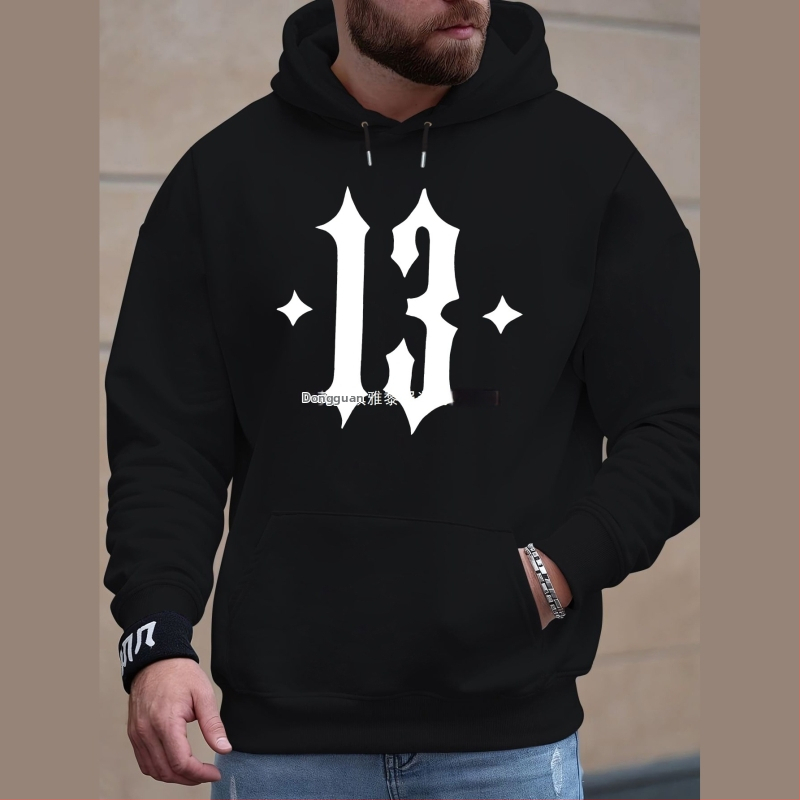 Puloveris su skaičiaus 13 atvaizdu - ilgos rankovės, apvali kaklo iškirptė, poliesteris