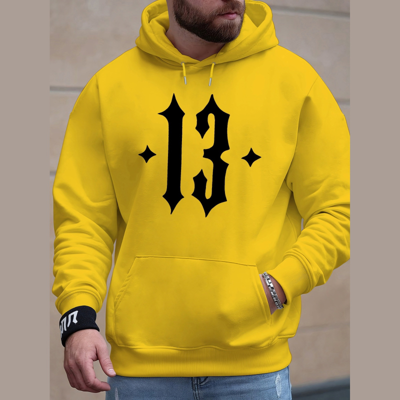 Puloveris su skaičiaus 13 atvaizdu - ilgos rankovės, apvali kaklo iškirptė, poliesteris