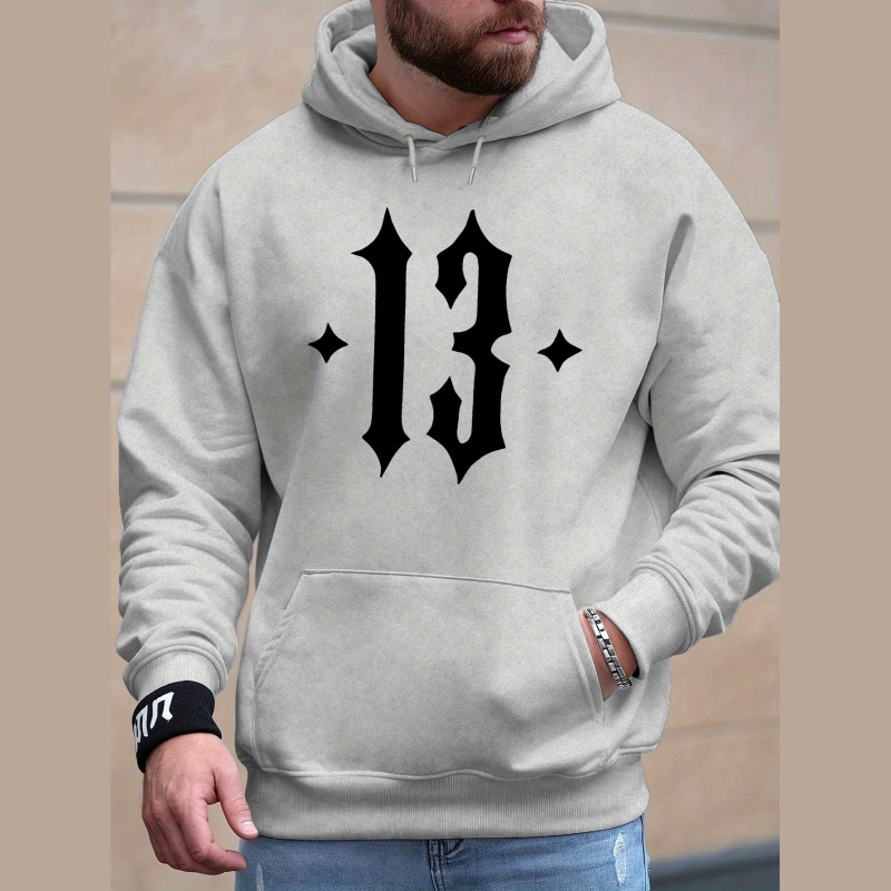 Puloveris su skaičiaus 13 atvaizdu - ilgos rankovės, apvali kaklo iškirptė, poliesteris