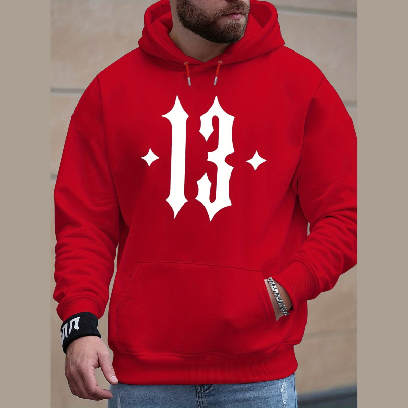 Puloveris su skaičiaus 13 atvaizdu - ilgos rankovės, apvali kaklo iškirptė, poliesteris