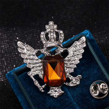 Μεταλλική καρφίτσα σε κορώνα με φτερά αγγέλου, κράμα, ηλεκτροεπίχωση, unisex, μνήμη και διακόσμηση