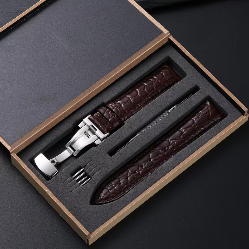 Universāla pulksteņa siksna no īstas ādas ar tauriņa sprādze, Xiangshiman, 2024. gada pavasaris