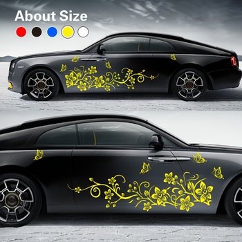 Virágmintás autó matricák készlet, öntapadós, szívócsővel történő rögzítés