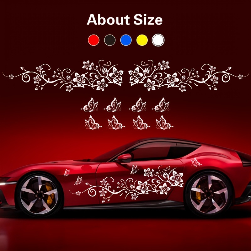 Virágmintás autó matricák készlet, öntapadós, szívócsővel történő rögzítés