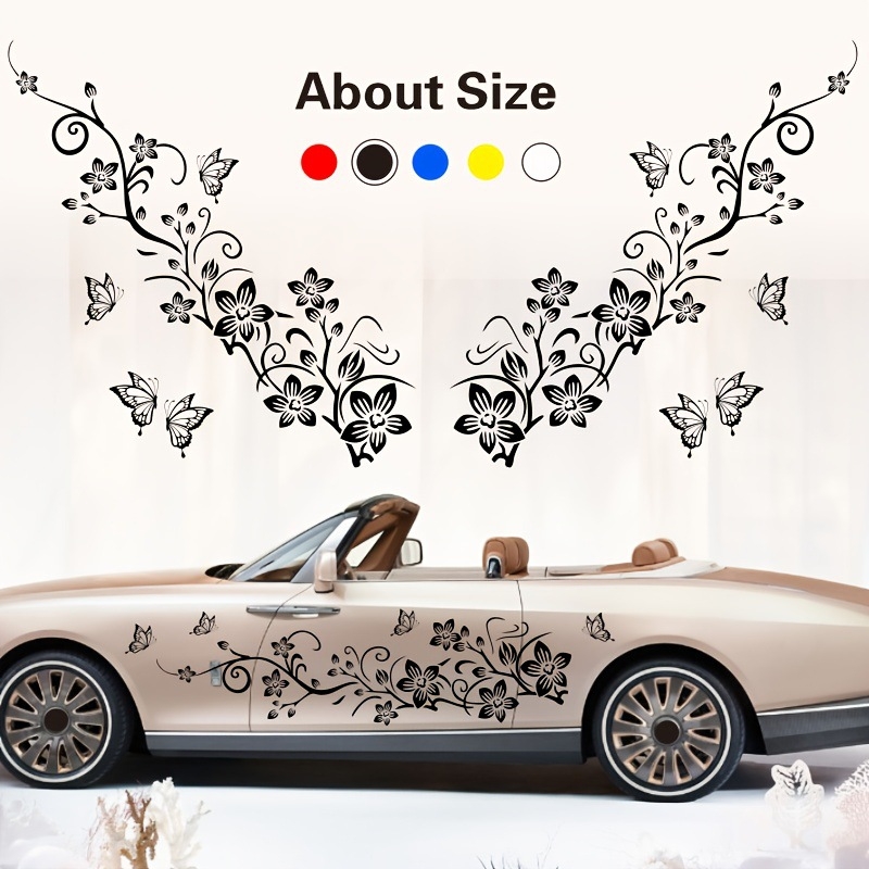 Virágmintás autó matricák készlet, öntapadós, szívócsővel történő rögzítés