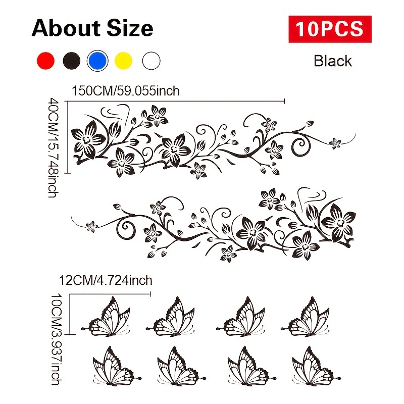 Virágmintás autó matricák készlet, öntapadós, szívócsővel történő rögzítés