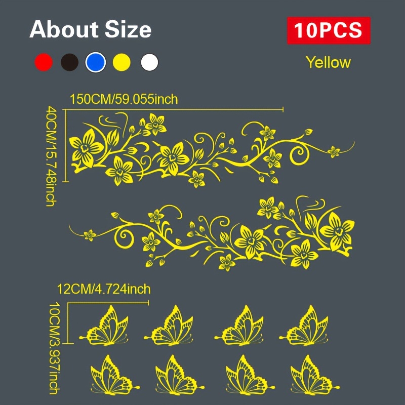 Virágmintás autó matricák készlet, öntapadós, szívócsővel történő rögzítés