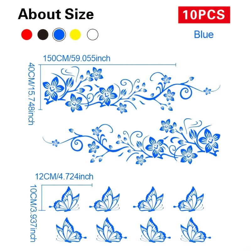 Virágmintás autó matricák készlet, öntapadós, szívócsővel történő rögzítés