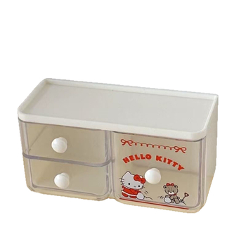 Θήκη οργάνωσης γραφείου με συρόμενο συρτάρι, διάφανη, Sanrio Melody μοτίβο, από PP πλαστικό, 18 L χωρητικότητα