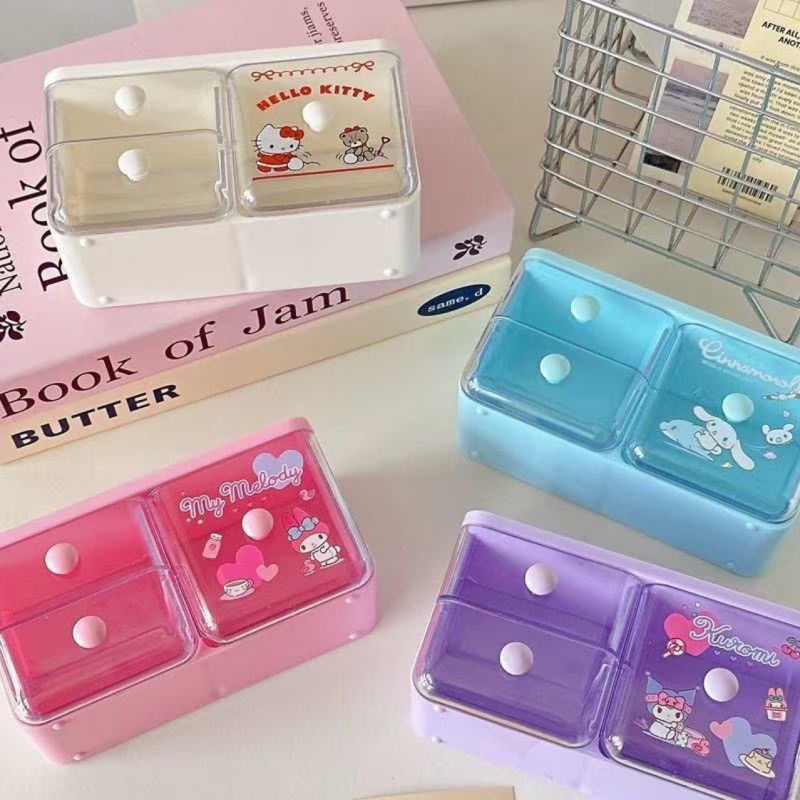 Θήκη οργάνωσης γραφείου με συρόμενο συρτάρι, διάφανη, Sanrio Melody μοτίβο, από PP πλαστικό, 18 L χωρητικότητα