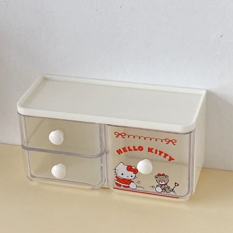Θήκη οργάνωσης γραφείου με συρόμενο συρτάρι, διάφανη, Sanrio Melody μοτίβο, από PP πλαστικό, 18 L χωρητικότητα