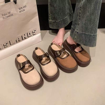 Γυναικείες παντόφλες Baotou με παχιά σόλα, επάνω μέρος microfiber δέρμα, σόλα καουτσούκ, επίπεδη βάση, πάχος σόλας 0–3 cm